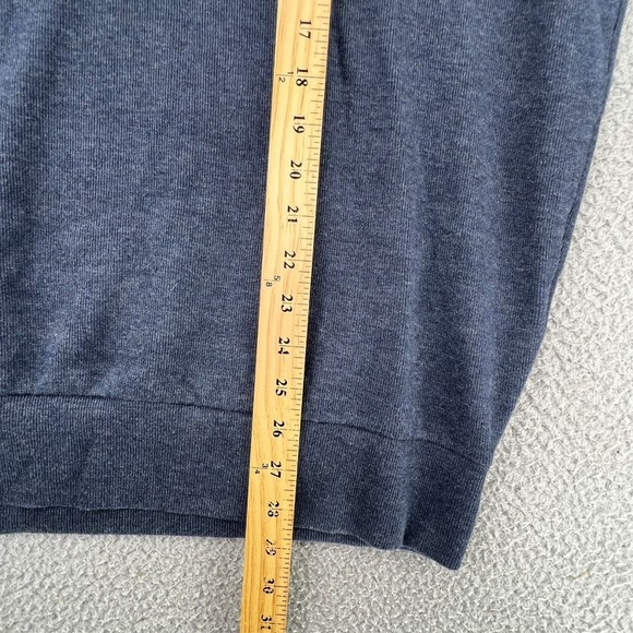 Cremieux Knit Sweater Men Large Blue 1/4 Button Pullover Brown Elbow Patches NEW - Picture 9 of 16